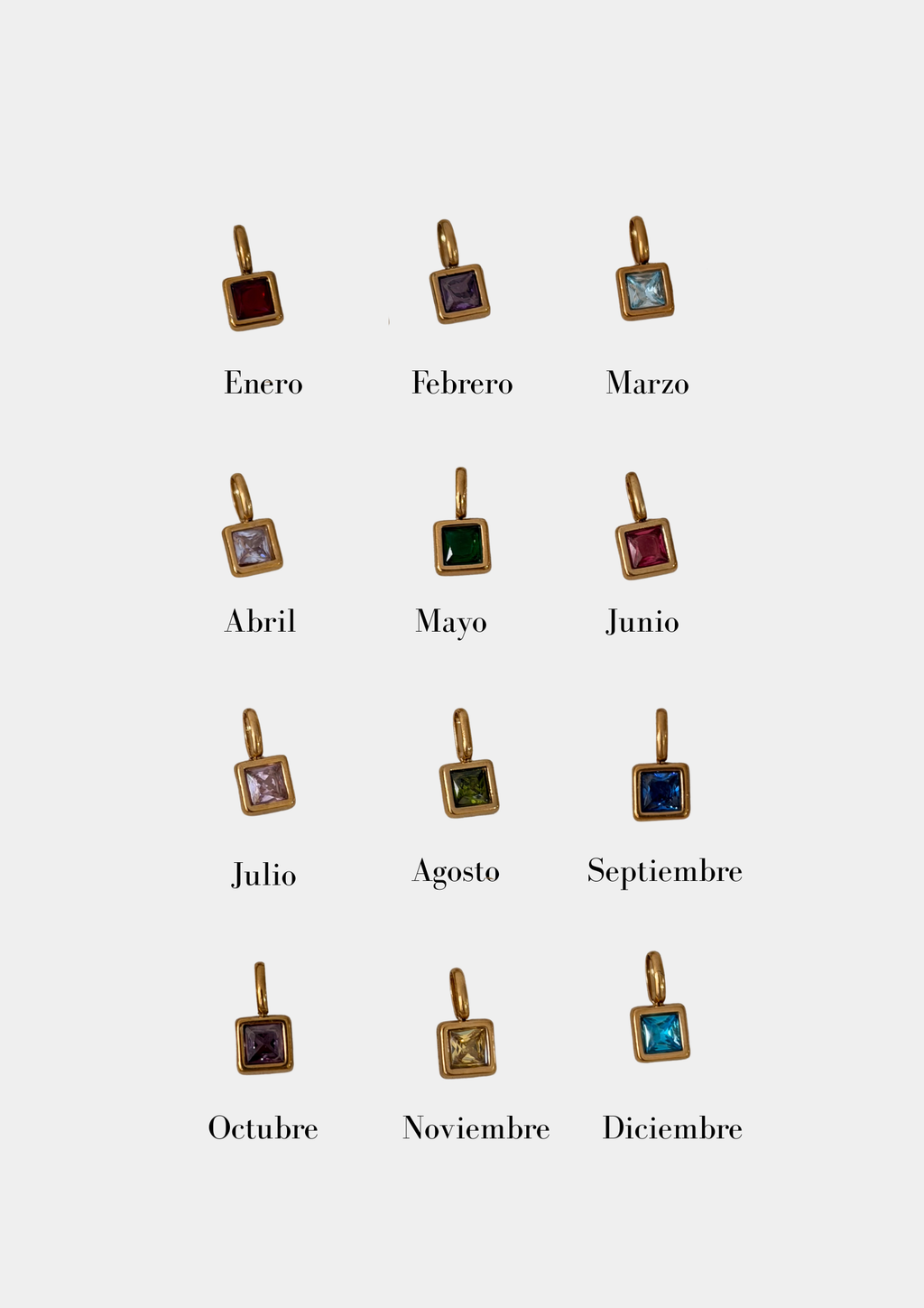Charms Cuadrado Circonita Colores